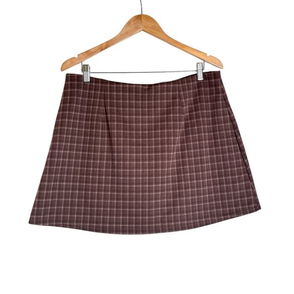 American Eagle Outfitters Women's It Knit Plaid Mini Skort Size XL Brown NWT - Picture 4 of 6
